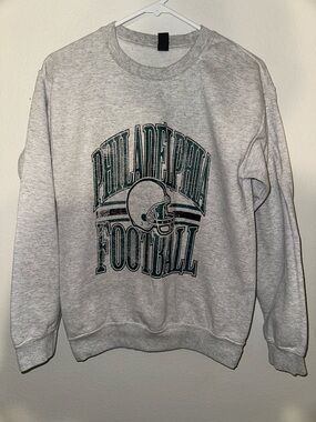 Gildan Gray Crewneck with Green Philadelphia Football Graphic